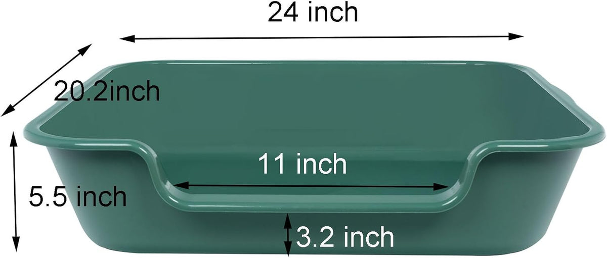 Extra Large Low Entry ABS Cat Litter Box, Green, 24" L x 20" W, 1 Pack | Durable low entry litter box, non-stick, odor-free, ideal for seniors, kittens, rabbits, large cats and multi-pet homes.