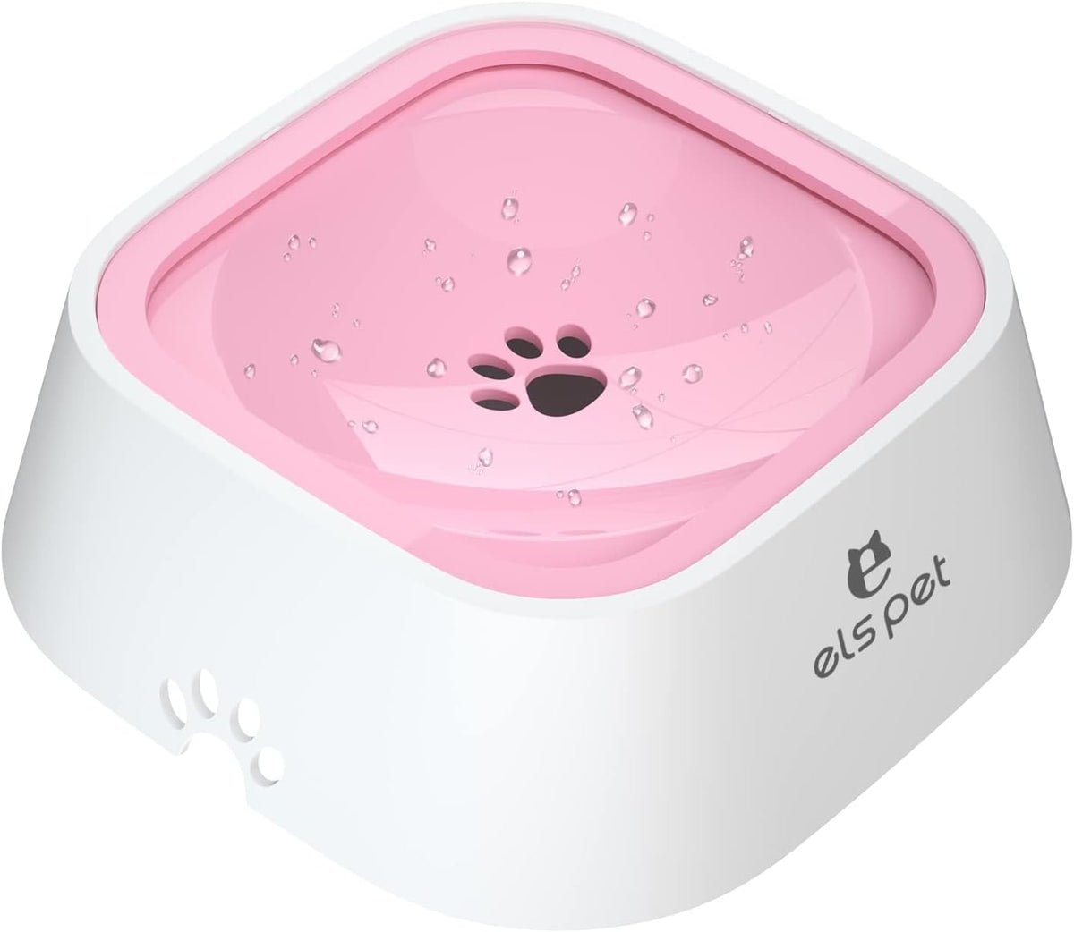 ELS PET Dog Water Bowl 1L, No Spill Travel, No Drip Slow Drink for Cats | Pink, No Spill Design, 35oz Capacity, Floating Disk, for Dogs, Cats, Crate and Car Travel, Dishwasher Safe, Slow Drinking