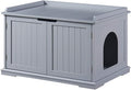 unipaws Cat Litter Box Enclosure Furniture, Hidden Litter Box Cover