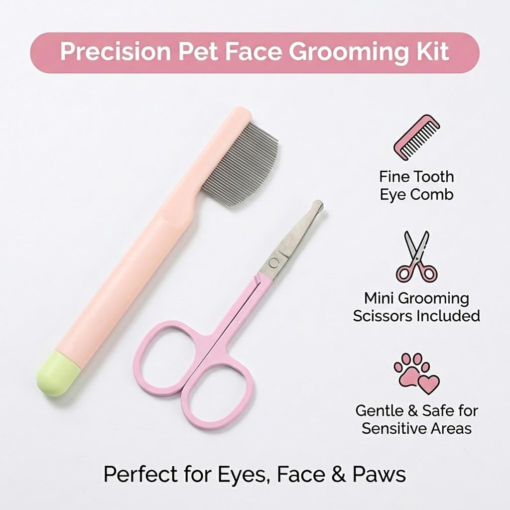 Pet Facial Grooming Comb Set, Stainless Steel Pet Eye Comb