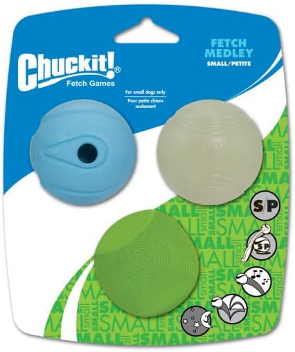 Chuckit! Fetch Pack Dog Balls, Small 2in, 3 Pack, High-Bounce, Floats | Interactive Dog Toys Featuring High-Bounce Fetch Ball, Floating Ultra and Rugged Balls, Durable Design