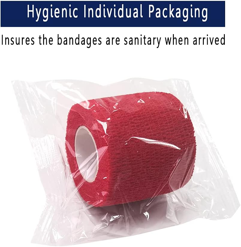 [6 Pack-2" x5Yards] MINGYUE Self Adhesive Bandage Wrap,Athletic Tape,Sports Tape,Wrist and Ankle Wrap Tape,Cohesive Bandage for Vet Tape(Red)