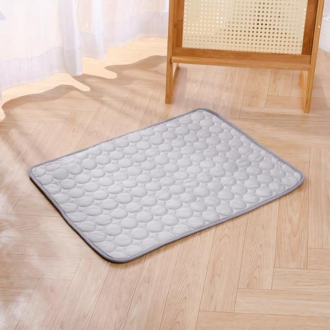 Pet Cooling Mat, ICY nap Dog mat, Portable Washable Ice Silk Cooling Pad for Dogs Cats, Breathable Foldable Mat for Large Small Dogs, Summer Cool Mat for Kennel Floor Car Sofa(Gray,Small)