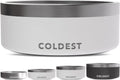 Coldest Dog Bowl - Anti Rust Metal, Non Slip, 3 Layers Insulated Stainless Steel Dog Bowls - Spill Proof & Heavy Duty - Water Bowl for Dogs, Cats & Pets, Dish Washer Safe (64 oz, Epic White) 