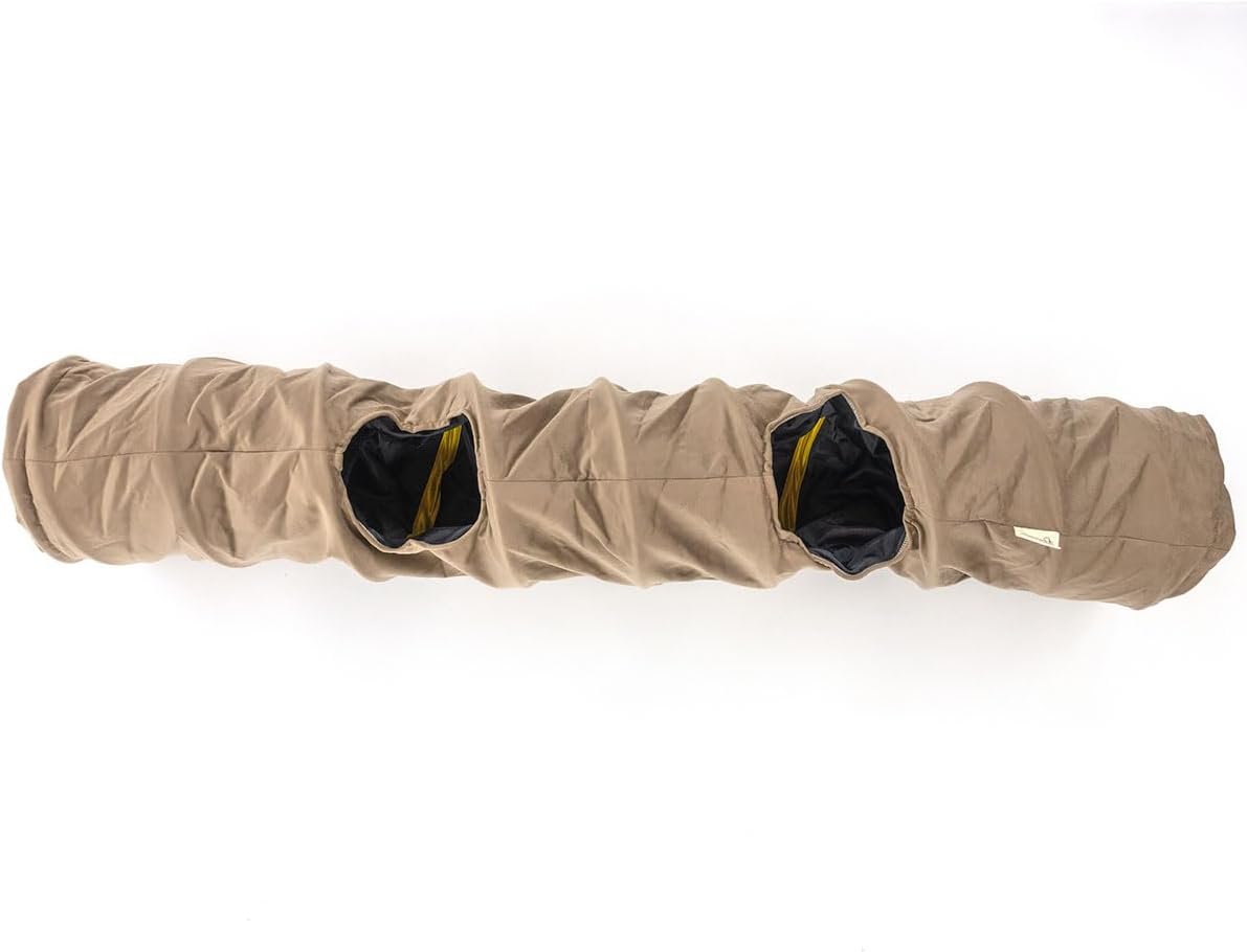 Velvet Fabric - Foldable/Collapsible - 140x25 cm (55.12x9.84 Inches) Cat Tunnel (Milky Brown)