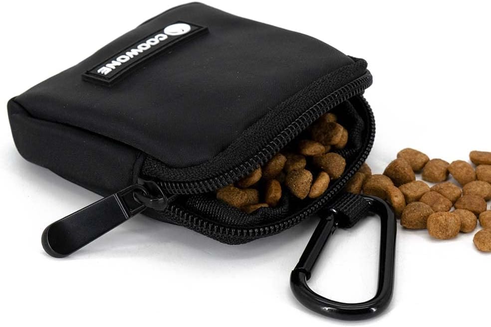Waterproof Dog Treat Pouch, Dog Training Treat Pouch Built in Poop Bag Dispenser Adjustable Shoulder Bag (BLK) (BLK)