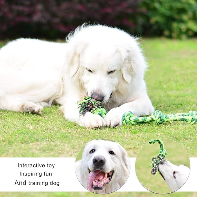 SHARLOVY Dog Toys for Large Dogs and Aggressive Chewers | Indestructible XL Durable Dog Toy,5-Knot Rope Tug,Heavy Duty Chew Sturdy Cotton Knot Rope Toy for Large Breed Dogs
