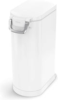 simplehuman X-Large Pet Food Storage Container, Holds 36-44 lb / 16-20 kg of Dry Dog Food, Cat Food, or Bird Seed, Airtight Lock-Tight Lid with Magnetic Scoop, BPA-Free, White Steel