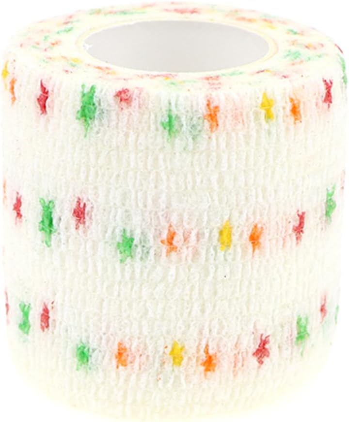 Self Adhesive Bandage Wrap Animal Cohesive Bandage Self Adherent Wrap First Aid Tape for Dogs Cats Horses Birds & Wrist Healing Ankle Sprain (2 Inch Pink White Set 6 Rolls)