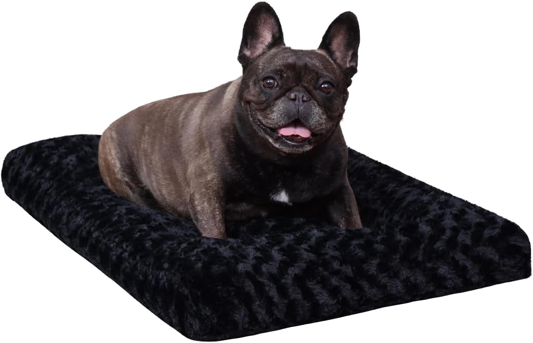 KSIIA Washable Dog Bed Medium Size Dog Crate Bed Pet Mat 29"x21" Black