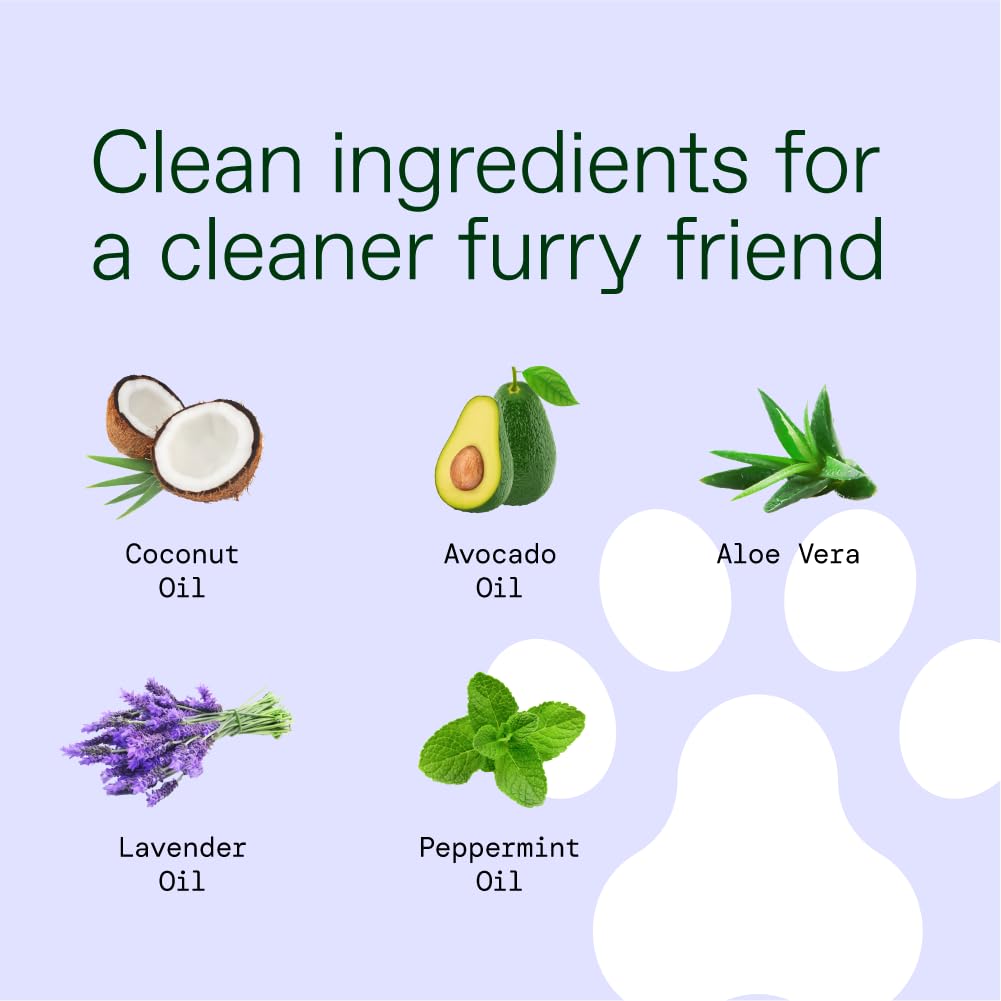 ALŌH Hypoallergenic Pet Wipes for Dog, Lavender & Wild Mint, All-Natural | Grooming & Cleaning Wipes for Paws, Butt, Face & Body - Sensitive Skin Safe with Coconut & Avacado Oil - 50 Wipes