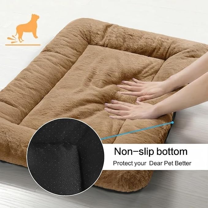 Dog Crate Pad Washable Dog Bed for Crate Medium Cozy Mat 30-Inch Camel