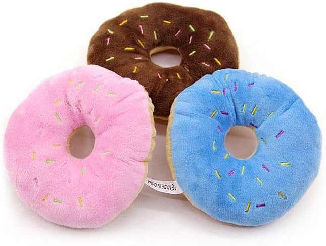 3Pcs Colorful Pet Toy Donut-Shape Squeaky Squeaker Puppy Dog Pet Cat Kitten Sound Chews Toy Random Color Sturdy and Practical Simple and Sophisticated Design，Toys，Dog Squeak Toys