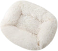 La La Pet® Donut Dog Cat Bed Cozy Cave Pet Bed Burrow Dog Bed Calming Cuddler Self-Warming Pet Bed Soft Plush Pet Cushion Improved Sleep for Cats Small Medium Dogs White XS