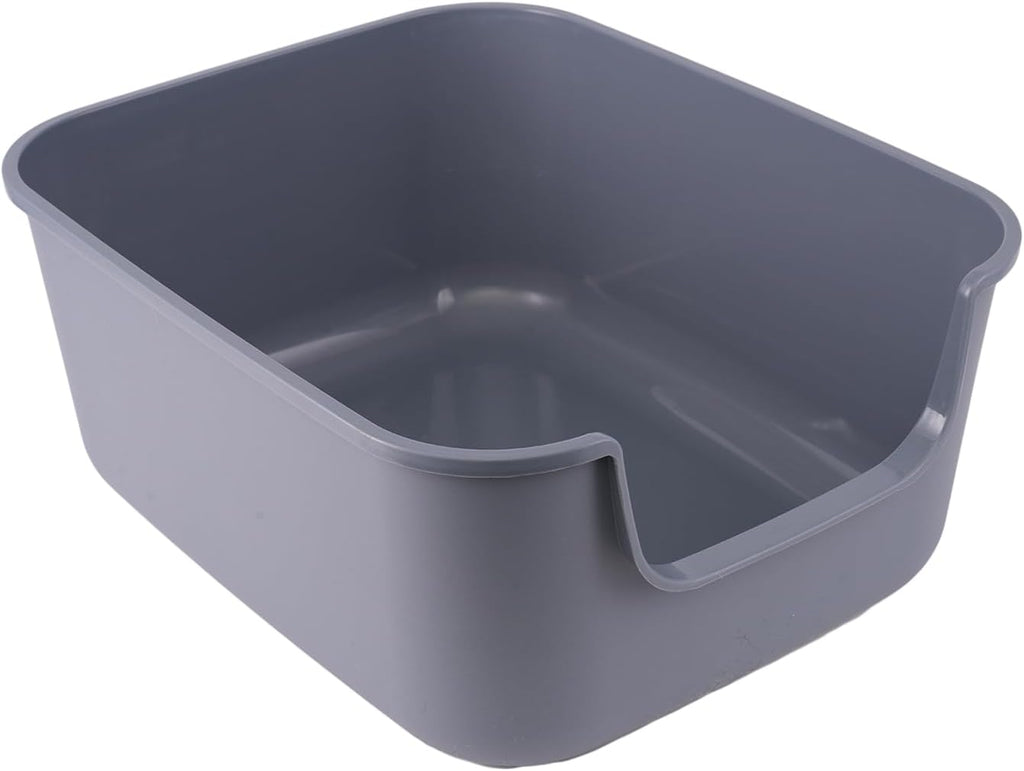 Large Cat Litter Box with High Sides,Cat Boxes for Indoor Cats,Cat Litter Pan for Kitty,Litter Box with Low Entry,Easy to Clean,Anti-Splashing (Grey)