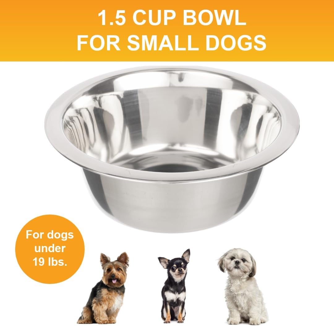 Neater Pet Brands 1.5 Cup (12 oz.) Stainless Steel Dog Bowls, Set of 2 Neater Feeder Replacement Bowls (Cat/Small Models), Dog Food Bowl & Water Bowl, Dishwasher Safe Metal Dish for Cats & Small Dogs 