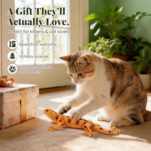 CiyvoLyeen Plush Lizard Catnip Toys for Indoor Cats 4 Pack | Interactive Lizard Cat Chew Kicker Toys, Boredom Relief, Soft Durable Plush with Catnip, Funny Gift for Cat Lovers & Kitten