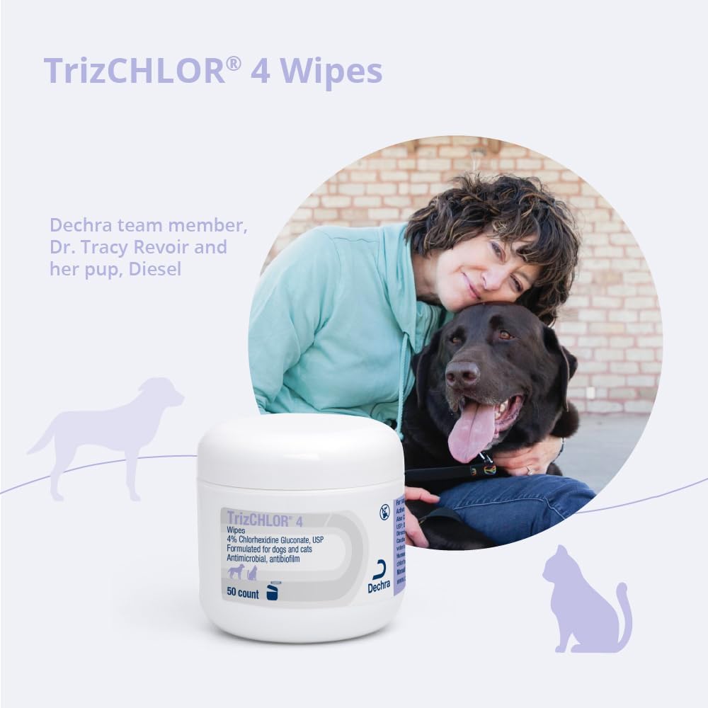 4 Wipes for Dogs and Cats, 50 Count | Antibiofilm; Packaging May Vary