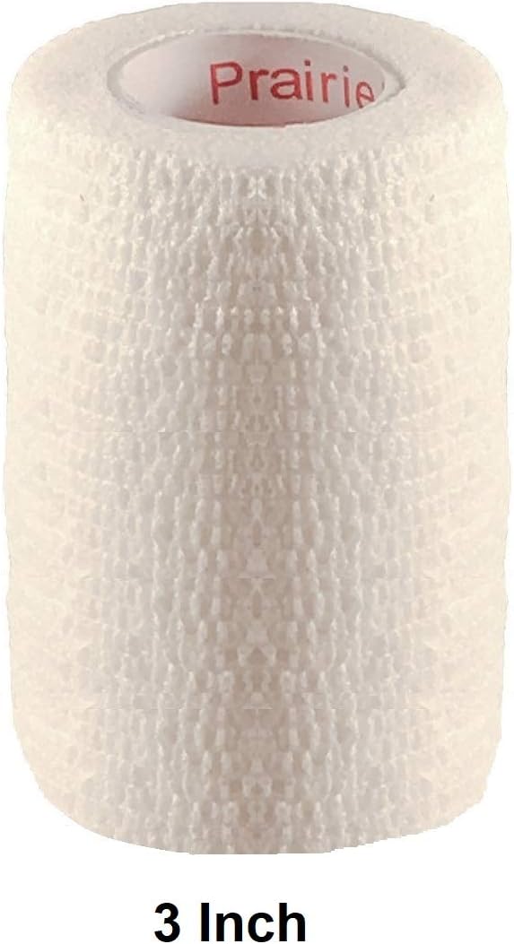 Vet Tape (White) (2 Pack) (3 Inch x 15 feet) Self Adhesive Adherent Adhering Cohesive Flex Self Stick Bandage Grip Roll Dog Cat Pet Horse