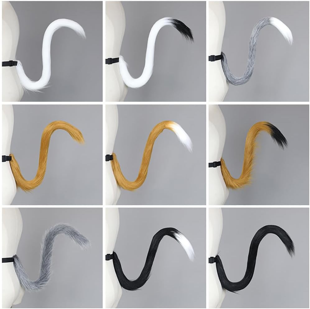 Cat Tail Cosplay 31.5" Long Plush Animal Tail for Halloween Party Fancy Dress Costume Accessories
