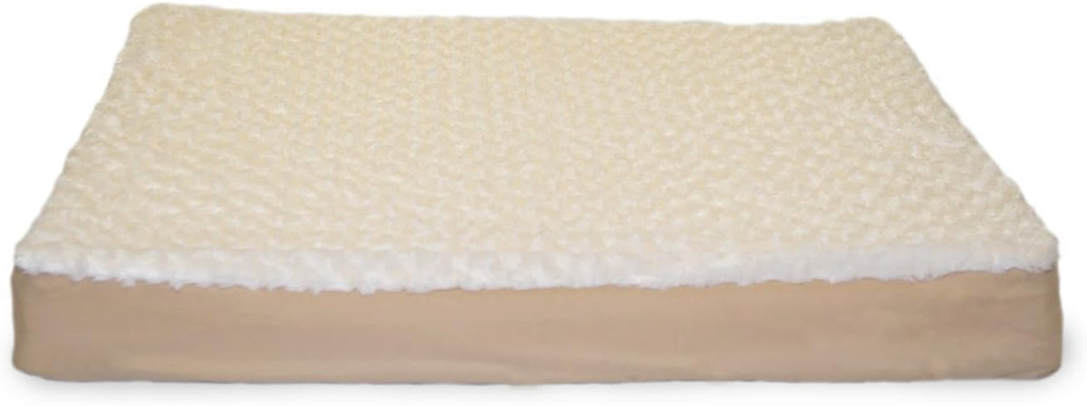 Furhaven Orthopedic Dog Bed for Large/Medium Dogs w/ Removable Washable Cover, For Dogs Up to 55 lbs - Ultra Plush Faux Fur & Suede Mattress - Cream, Large