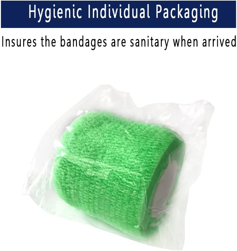 [12 Pack-2" x5Yards] MINGYUE Self Adhesive Bandage Wrap,Athletic Tape,Sports Tape,Wrist and Ankle Wrap Tape,Cohesive Bandage for Vet Wrap(Green)