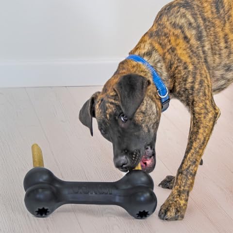 KONG Extreme Goodie Bone, Natural Rubber, Black, for Extra Large Dogs | Made from KONG's Most Durable Natural Rubber for Power Chewers, with Goodie Gripper Ends That Hold Treats