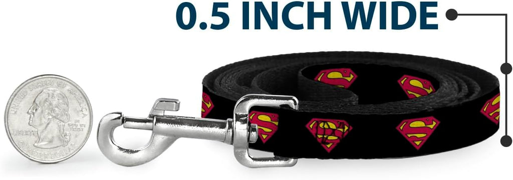 Buckle-Down Pet Leash - Superman Shield Black - 4 Feet Long - 1.5" Wide