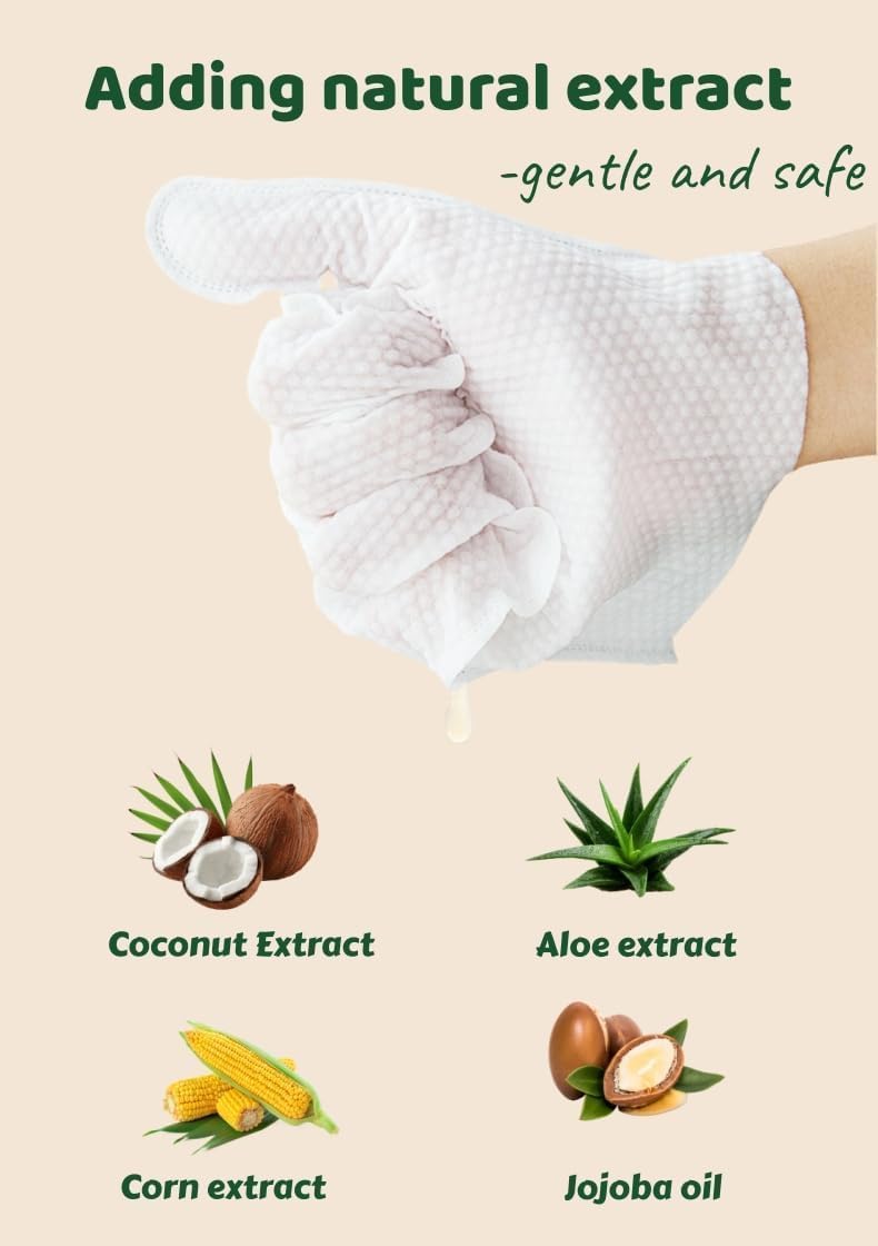 10-Pack Pet Cleaning Glove Wipes with Lid | Extra Thick Dog & Cat Grooming Gloves | Rinse-Free Bath Wipes with Coconut, Aloe, Corn & Jojoba for Odor Control & Daily Care