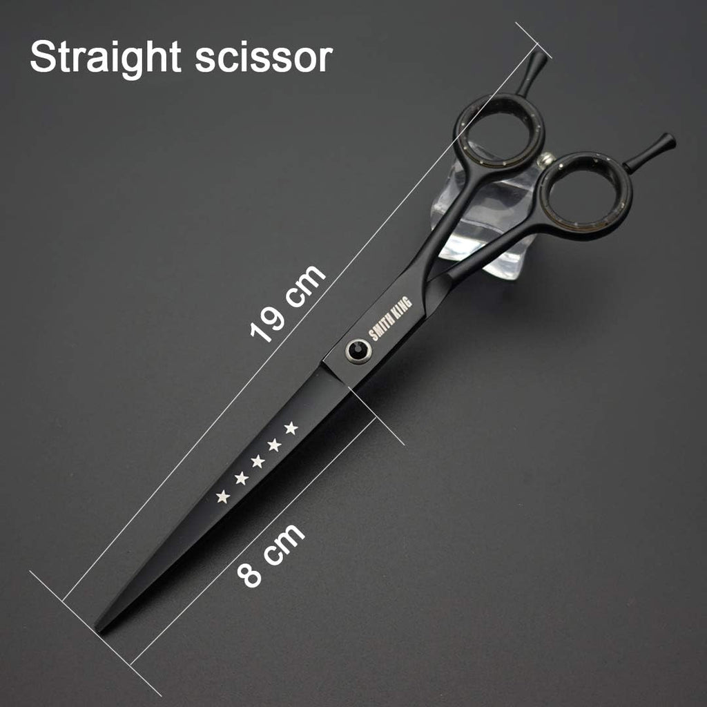 7.0 inches Professional Dog Grooming Scissors Set Straight & thinning & Curved & chunkers & comb 5pcs in 1 Set for left-handed & right handed Black