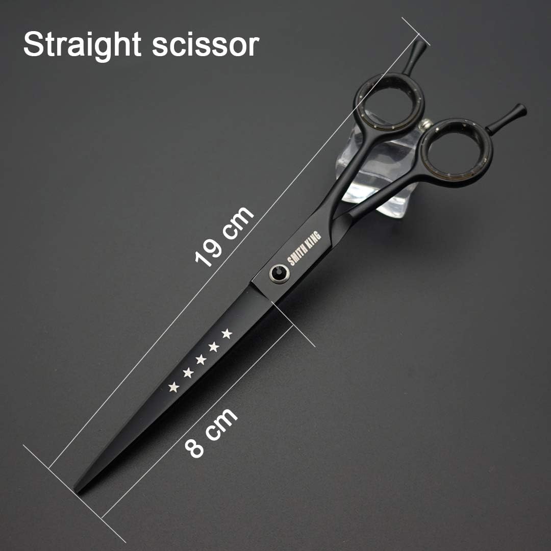 7.0 inches Professional Dog Grooming Scissors Set Straight & thinning & Curved & chunkers & comb 5pcs in 1 Set for left-handed & right handed Black