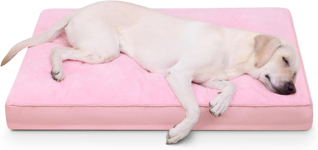NUPIDA Waterproof Large Dog Bed for Crate with Washable Cover, 35x22, Pink