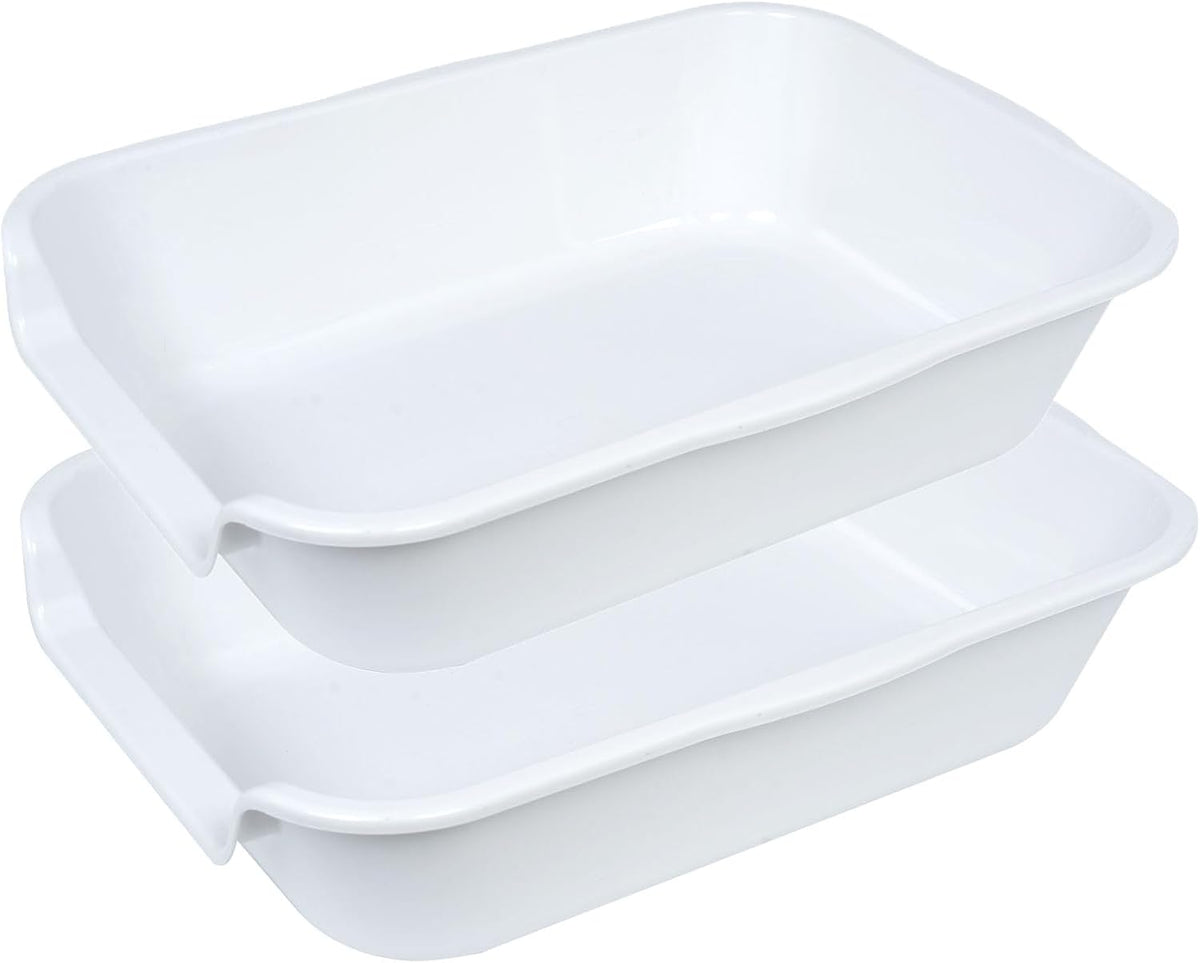 Extra Large Low Entry ABS Cat Litter Box, White, 20" L x 15.5" W, 2 Pack