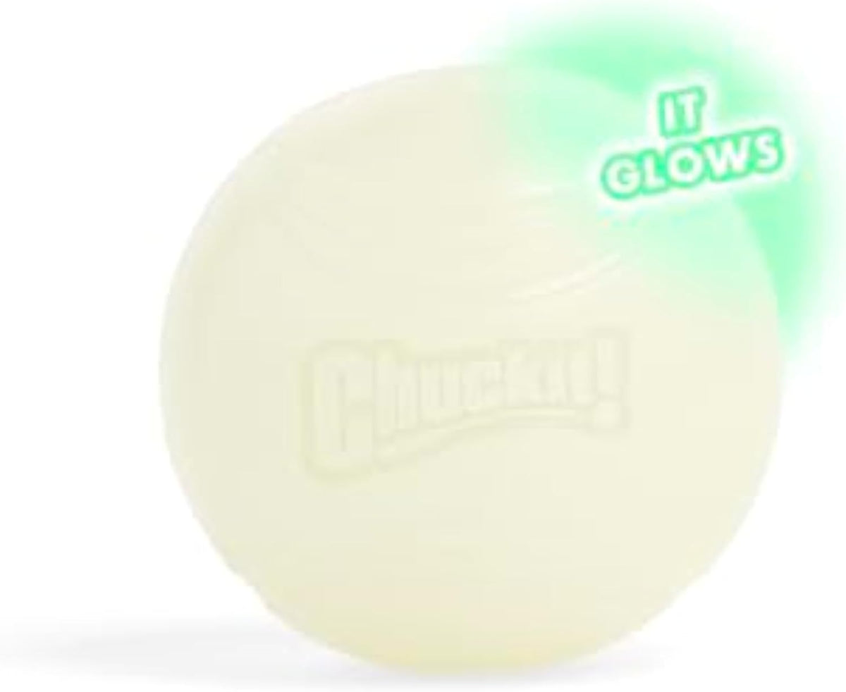 Chuckit! Glow in the Dark Bouncy Ball for Dogs, Dog Toy, Max Glow Balls, 3 Inch, Large (Pack of 12)