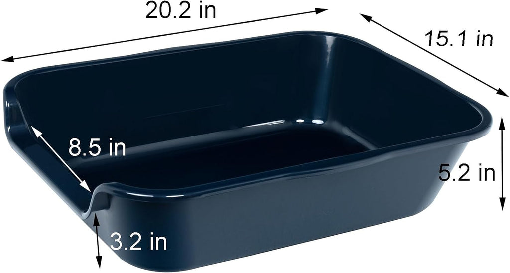 Extra Large Low Entry ABS Cat Litter Box, Dark Blue, 20" L x 15.5" W, 1 Pack