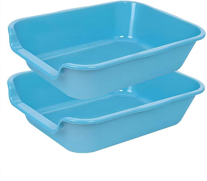 Extra Large Low Entry ABS Cat Litter Box, Blue, 20" L x 15.5" W, 1 Pack | Durable low entry litter box, non-stick, odor-free, ideal for seniors, kittens, rabbits, large cats and multi-pet homes.