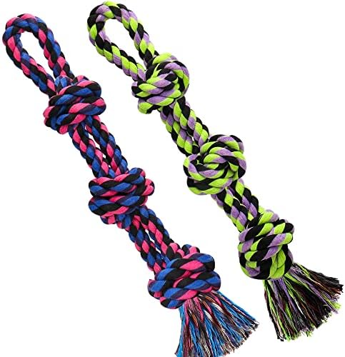 UPSKY Dog Rope Toys 2 Nearly Indestructible Dog Toys, Dog Toy for Medium to Large Breed, Dental Cleaning Chew Toys, Dog Tug Toy for Boredom, Dog Teething Toys, Dog Rope Toy for Aggressive Chewers | Indestructible Pet Toys, Natural Cotton, Dog Tug Toys ...