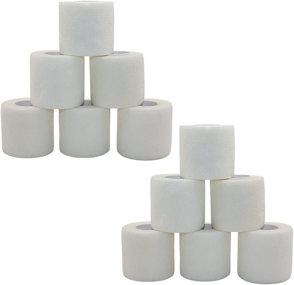 [12 Pack-2" x5Yards] MINGYUE Self Adhesive Bandage Wrap,Athletic Tape,Sports Tape,Wrist and Ankle Wrap Tape,Cohesive Bandage for Vet Tape(White)