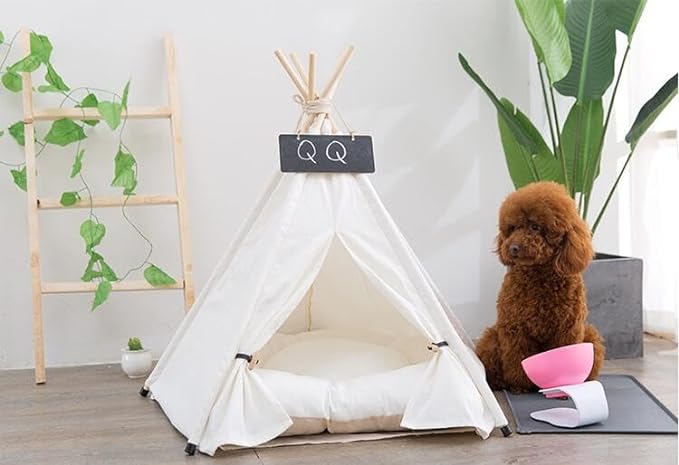 Dog Teepee Bed Cat Tent Portable Houses Pet Puppy with Cushion