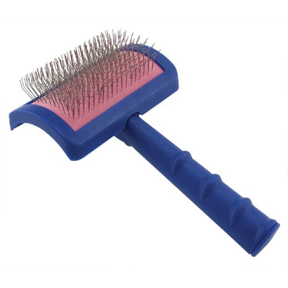 Show Tech Tuffer Than Tangles Slicker Brush for Dog Grooming with Long, Regular Pins, Medium Size, Perfect for Doodle Breeds, Angled Pins for Dematting, Remove Undercoat, Comfort Grip Handle