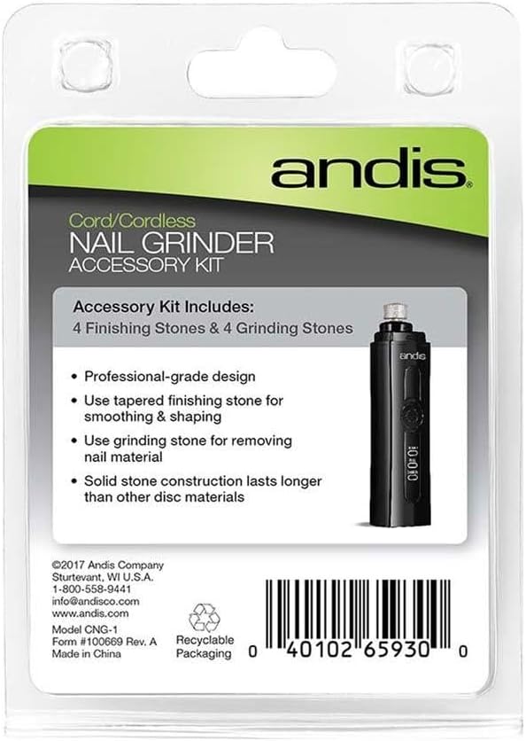 Andis Professional Animal Nail Grinder with Grinding Stones and Premium Finishing Stones 