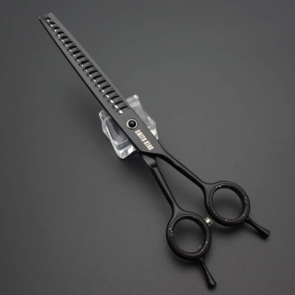 7.0 inches Professional Dog Grooming Scissors Set Straight & thinning & Curved & chunkers & comb 5pcs in 1 Set for left-handed & right handed Black