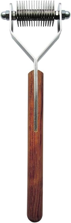Mars Coat King Original Dematting Undercoat Grooming Rake Stripper Tool for Dogs and Cats, Stainless Steel with Wooden Handle, Made in Germany, 16-Blade 