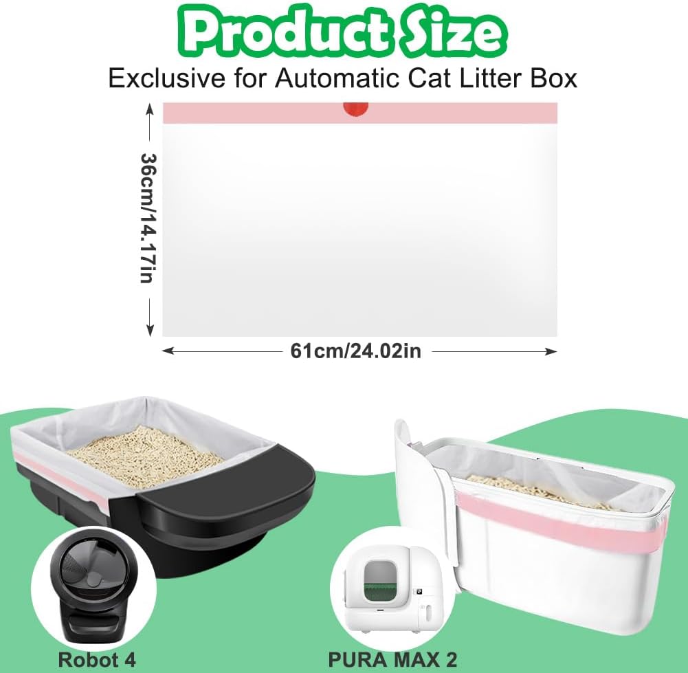 SZEE 2X Thicker Automatic Cat Litter Box Bags Fit for Litter Box Robot 3/4