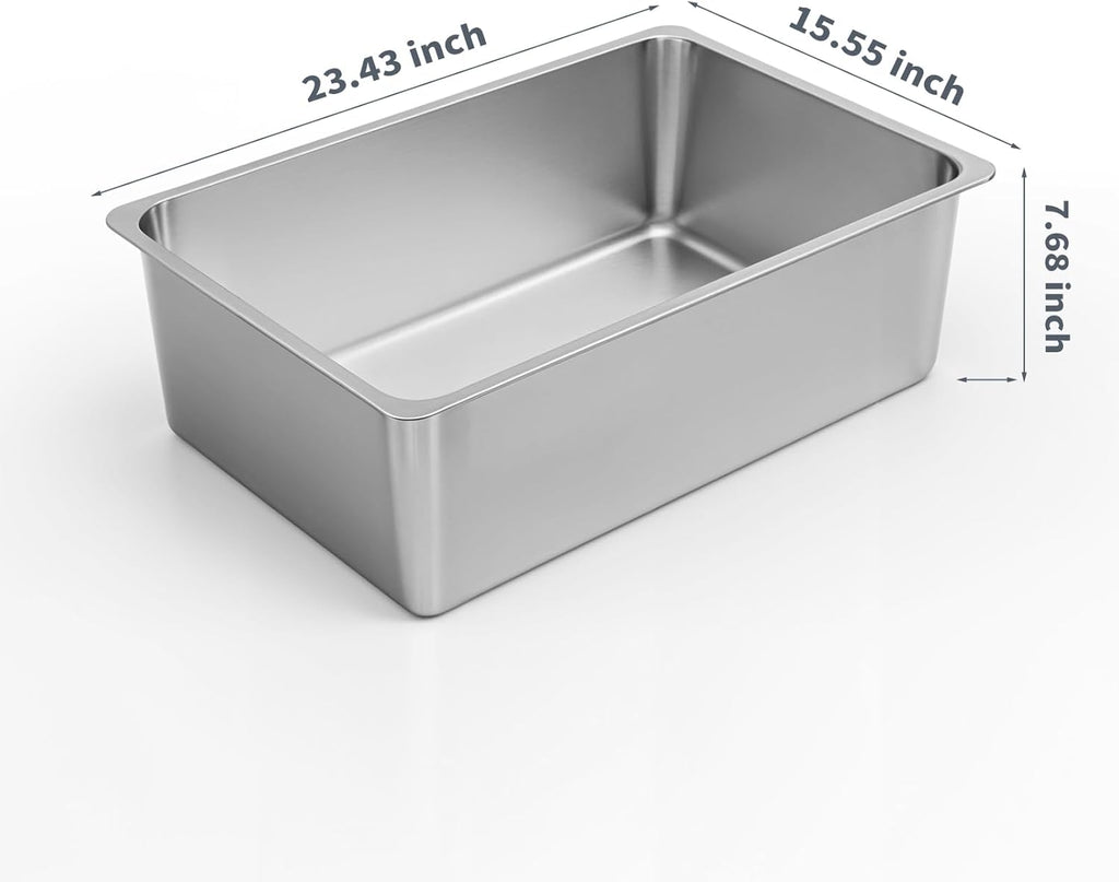 Kirecoo XXL Stainless Steel Cat Litter Box High Sided, Non-Stick | Solid Metal Box, Odor Free, Non Stick, Rust Proof, Easy to Clean, Ideal for Cats, Kittens, Multi-cat & Rabbits, Indoor Use