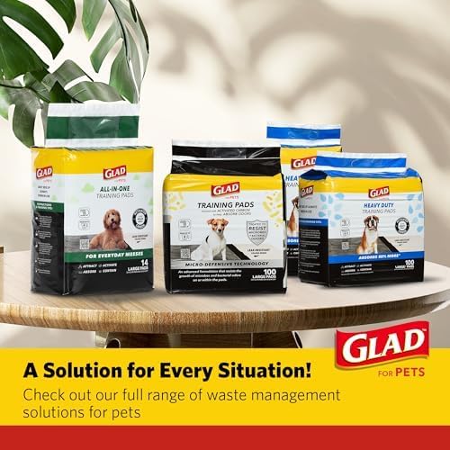 Glad for Pets Activated Carbon Disposable Dog Training Pads, 30 Count, 6-Pk | Activated carbon core, ultra-absorbent, puppies senior dogs and post-surgery recovery, floor and crate protection, 23 x 23 in