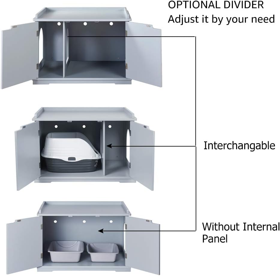 unipaws Cat Litter Box Enclosure Furniture, Hidden Litter Box Cover