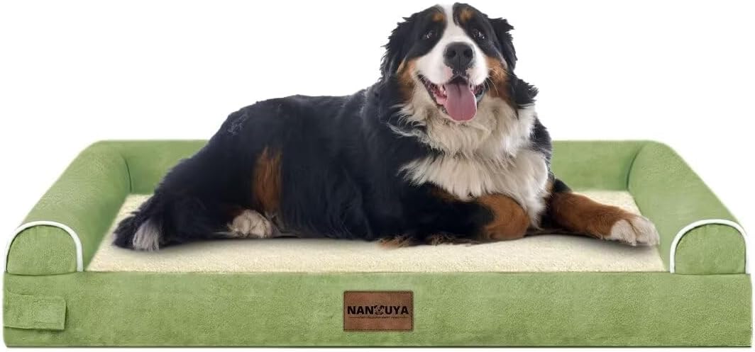 NANUYA Orthopedic Dog Bed for Jumbo Dogs, 53 x 42 Inch, Grass Green