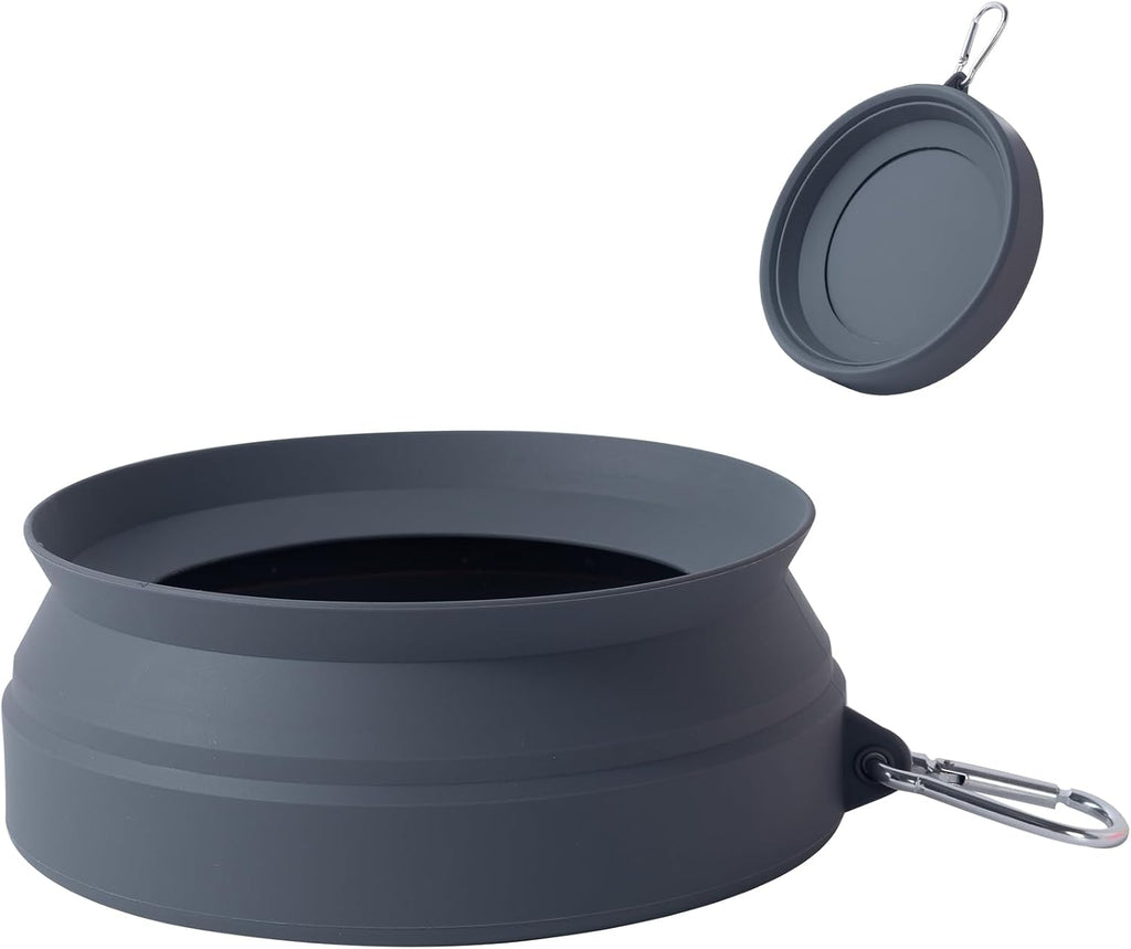 SLSON Spill Proof Dog Water Bowl for Cars,Collapsible No Splash Dog Travel Bowls Integrated Molding Portable Pet Bowl for Road Trip Truck,RV,SUV,Boat Accessories (Dark Grey)