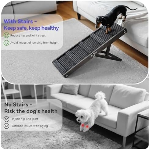Pawaboo 2026 Upgraded Small Dog Ramp for Couch Foldable, 5 Ajustable Height